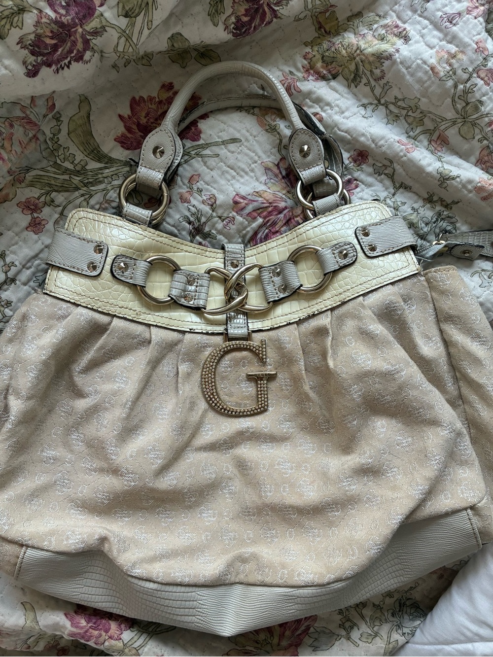 Guess Leopard-Print Tote with Gold Logo Plate